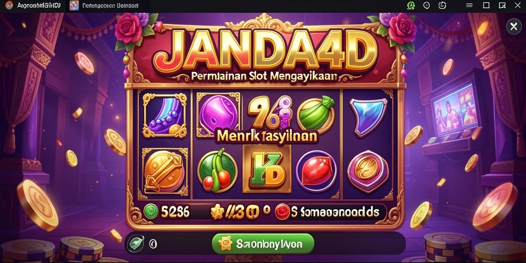 Tampilan gameplay menarik dari JANDA4D dengan tema slot berwarna.
