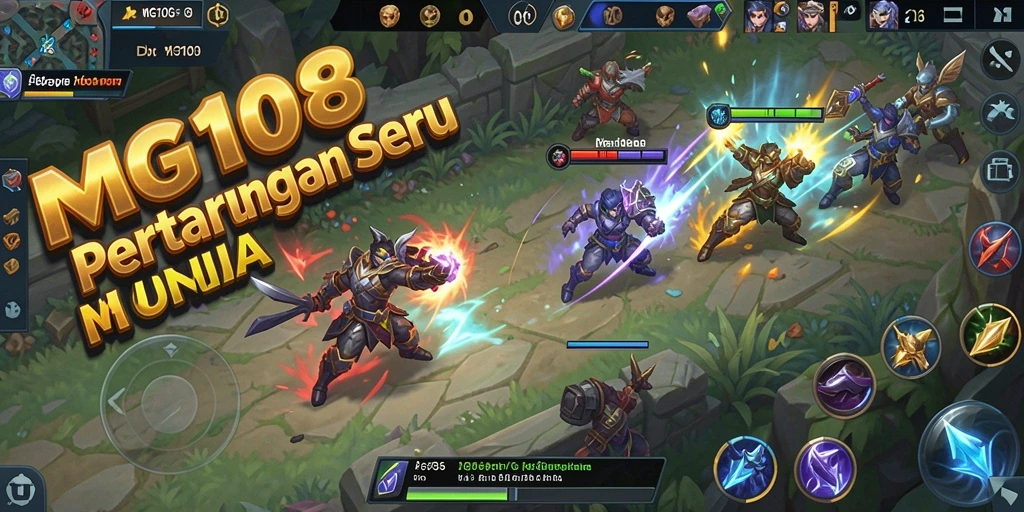 Gameplay seru MG108 dalam mode pertarungan MOBA.
